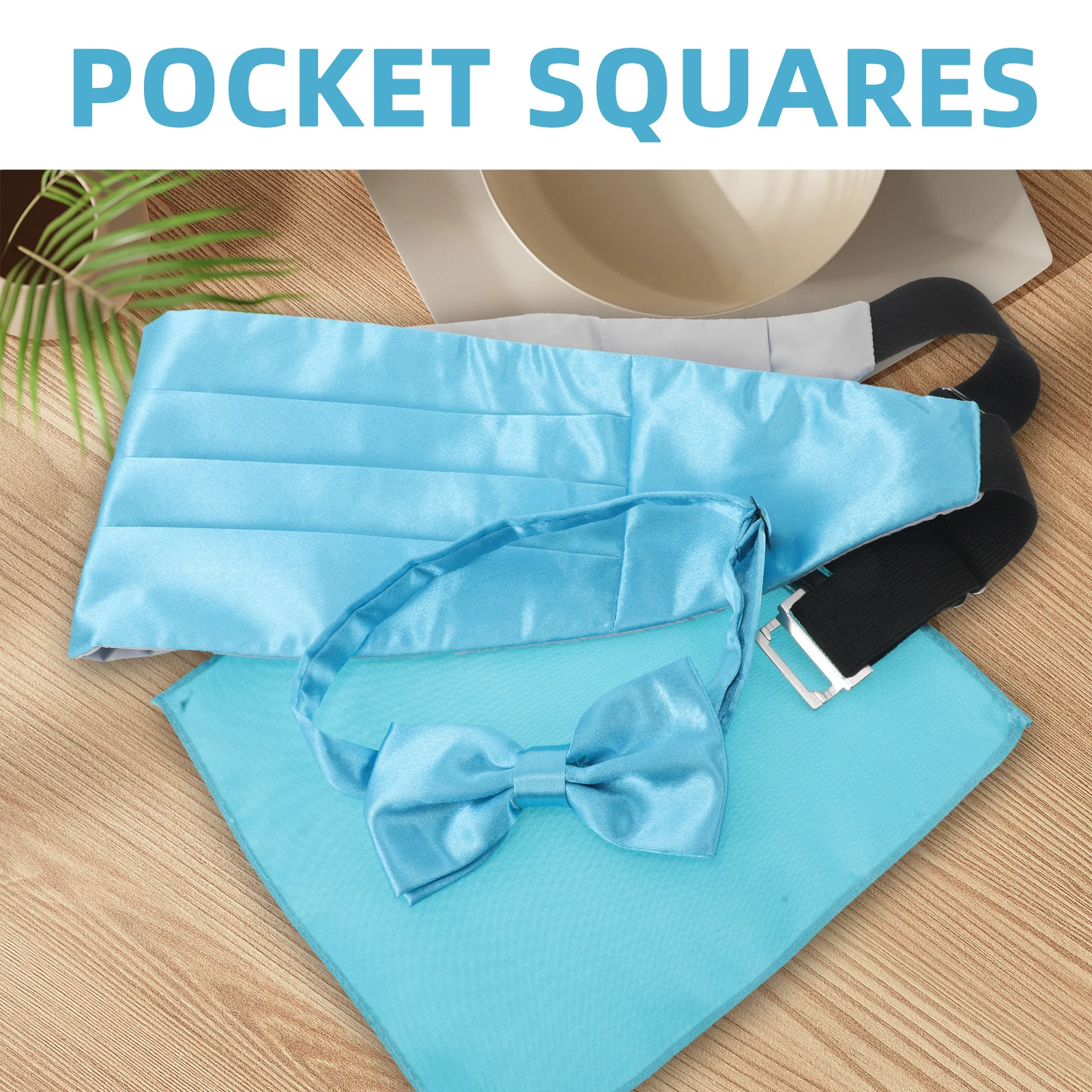 1 مجموعة الرجال الإكسسوارات الرسمية الأزرق Cummerbund ربطة القوس فيونكة جيب مربع حفل زفاف العريس مجموعة أنيقة التصميم الكلاسيكي