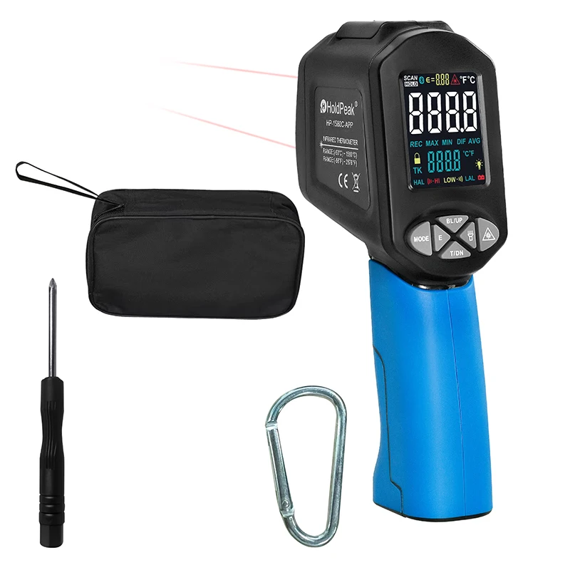 APP Control Infrared Thermometer -50~1580℃ Industrial High Temp Laser Pyrometer Non-Contact 30:1 D/S Ratio Data Recorder for HVA