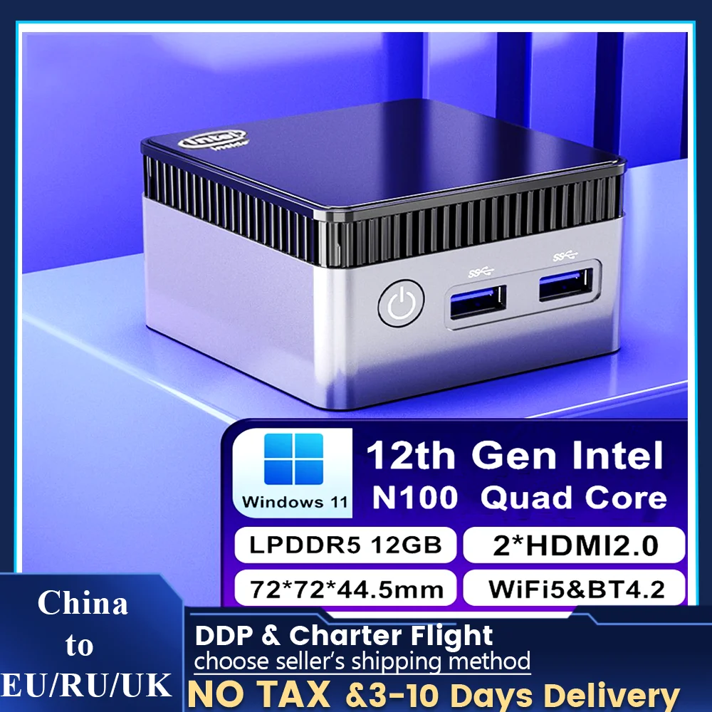 Mini PC Pocket 12 Gen olcha jezioro N100 N5105 czterordzeniowy 12GB DDR5 4800MHz Max 2T SSD komputer do gier Win11 2x4K HTPC WiFi BT4.2