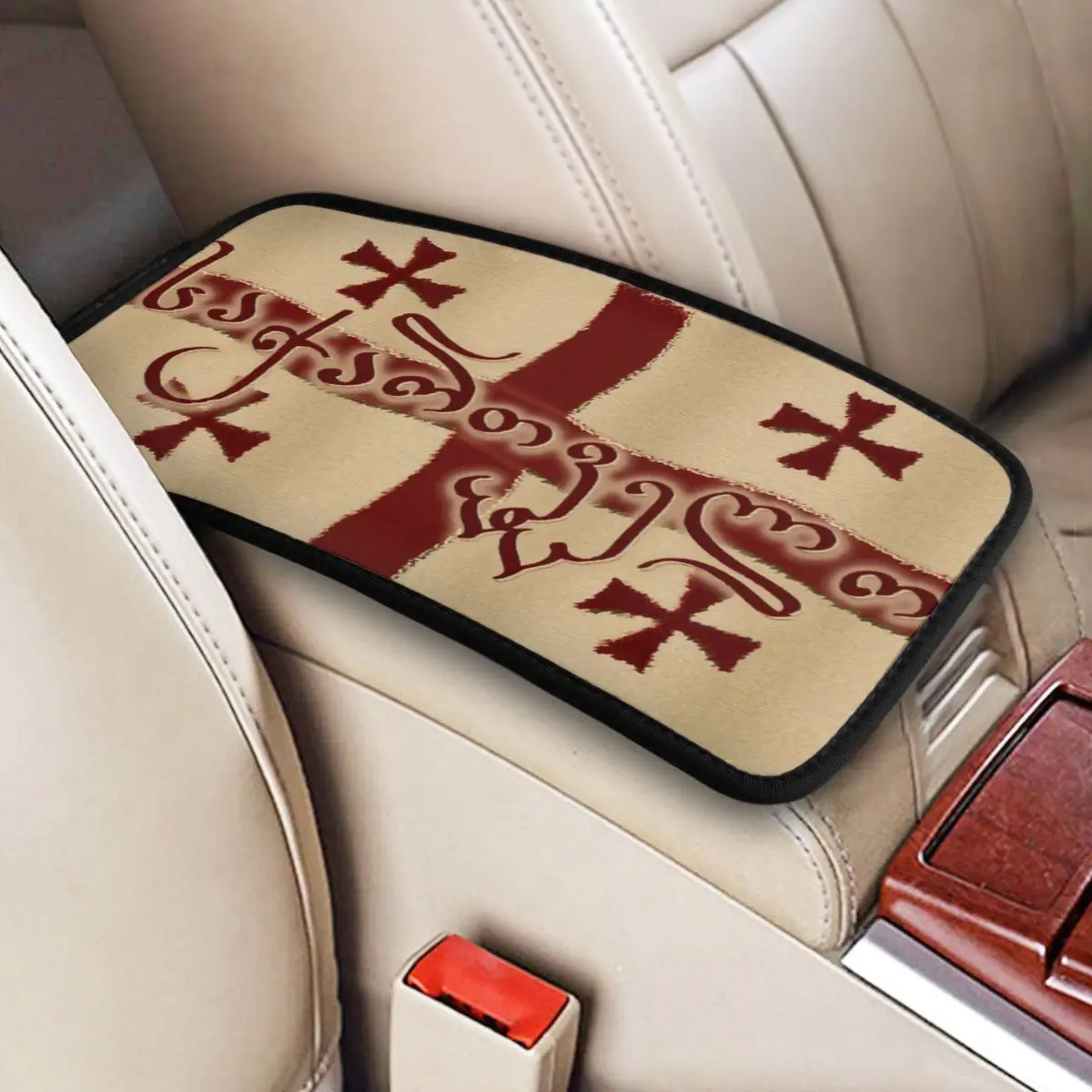 Niestandardowa flaga Republiki Gruzji Mata na podłokietnik samochodowy gruzińska dumna patriotyczna konsola środkowa podkładka schowek poduszka