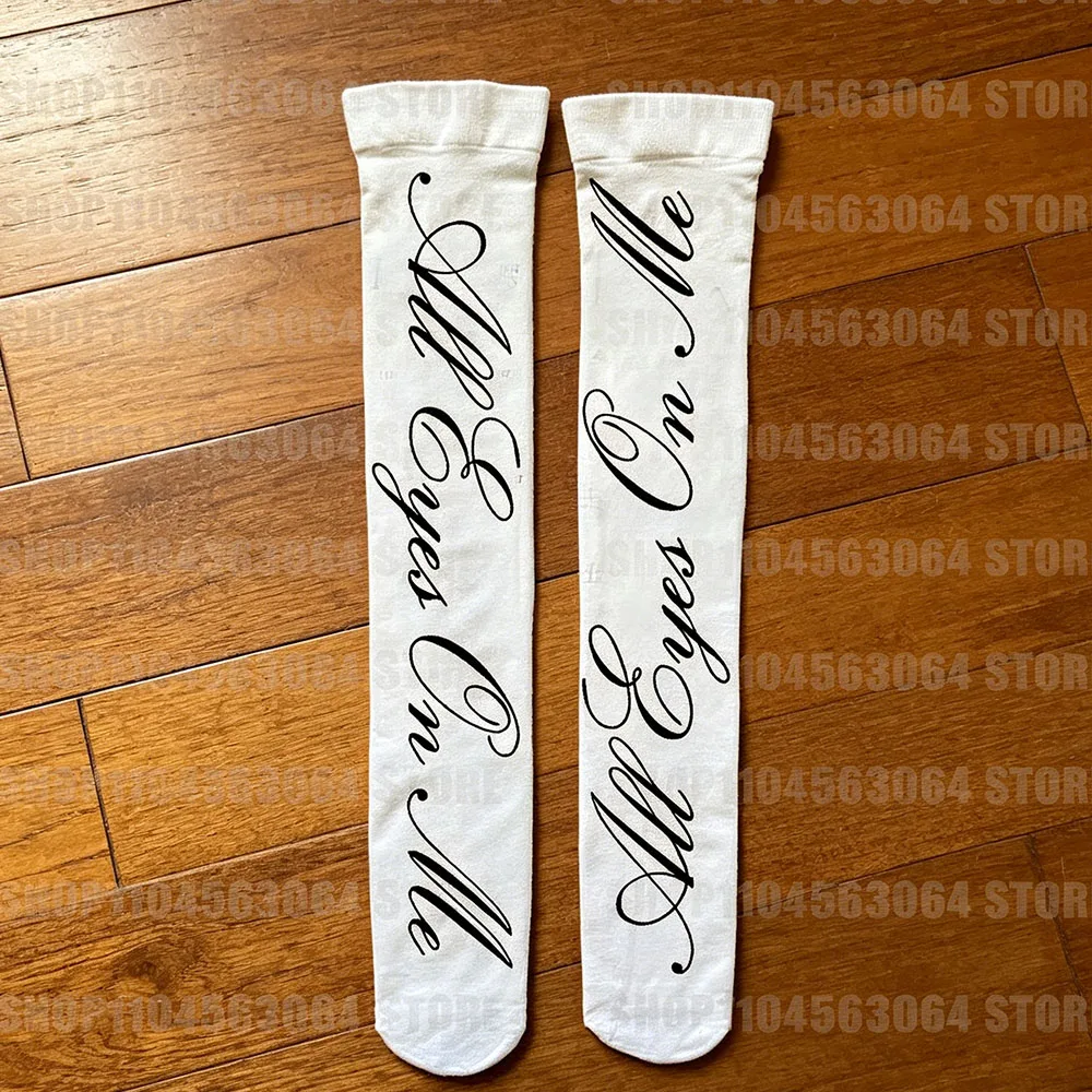 Knee length high socks Y2k punk printed socks Haraiuku cosplay cute socks Kawaii white sexy subculture graffiti
