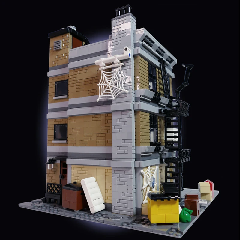 Bricklink Superhero Movie City House Peter\'s Apartment Modular Architecture Street View Fit 76218 Building Blocks Kid Toys Gift