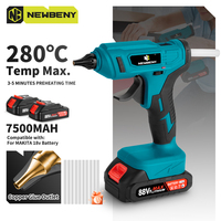 NEWBENY 280°C Electric Hot Melt Glue Gun Portable Rechargeable DIY Repair Tool with 10pcs Glue Sticks Set For Makita Battery Pin