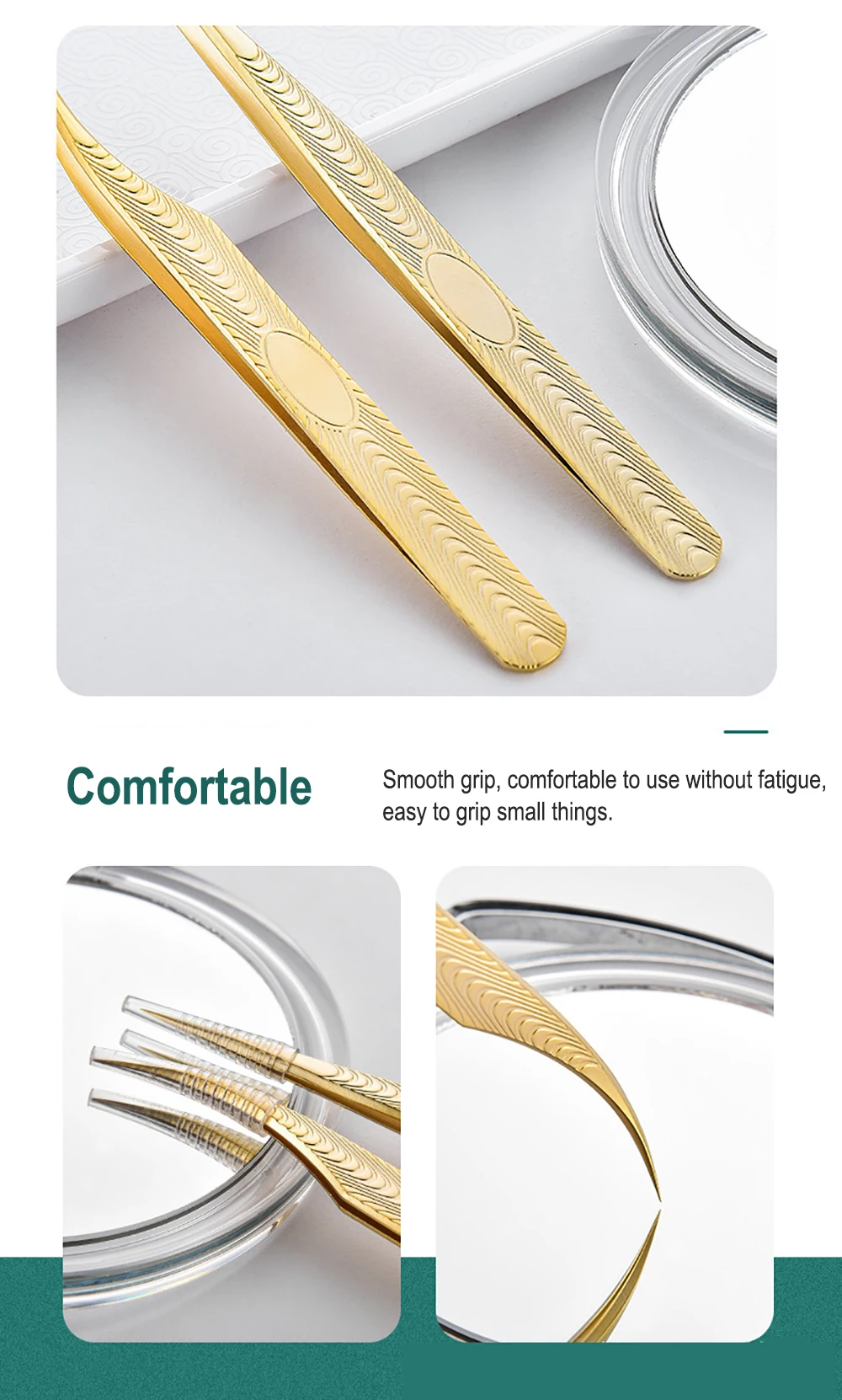 Wimper Pincet Volume Valse Lash Applicatie Tool Roze Vezel Tips Pincet | Goud Zilver Antislip Grip Professionele Pincet