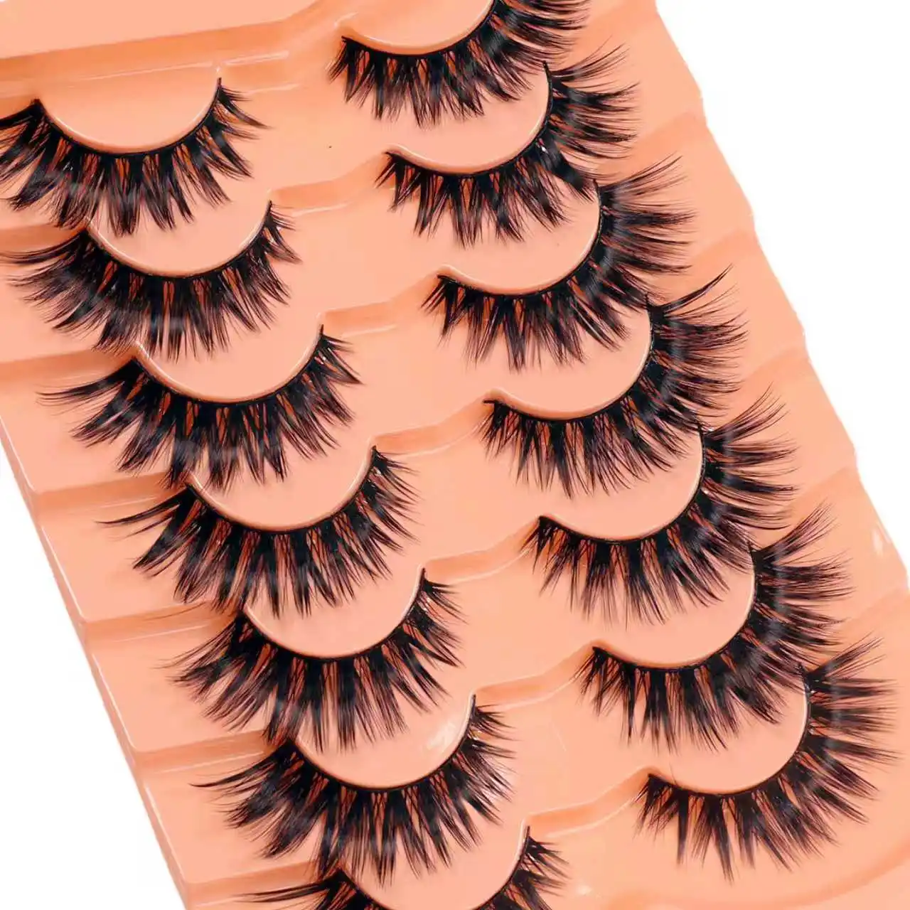 7 paires de faux cils œil de chat, faux cils naturels et réalistes, épais et moelleux, recourbés et bouclés