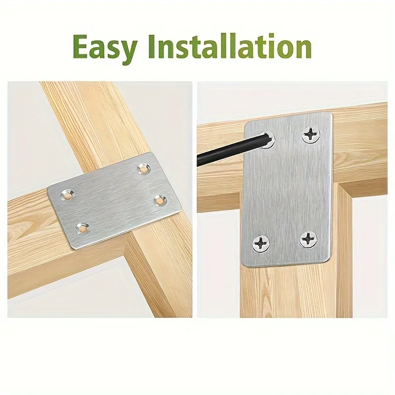 Flat support piece, straight type, fixed-angle support with screws, suitable for furniture, wood products, shelves, cabinets