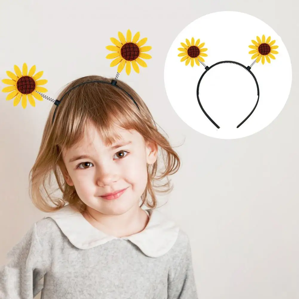 Sunflower Decor Hair Hoop Spring Design Anti-slip Teeth Headband Children Adult Plastic Lightweight Adjustable Flower Headband