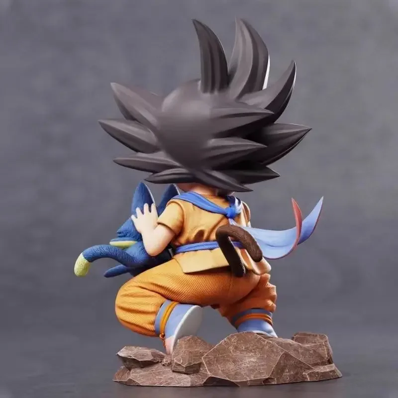 Dragon Ball 10cm Childhood Little Goku Hugs Puer Ya Mu Tea Little Follower Figures Statue Pvc Model Statue Collection Toys Gift