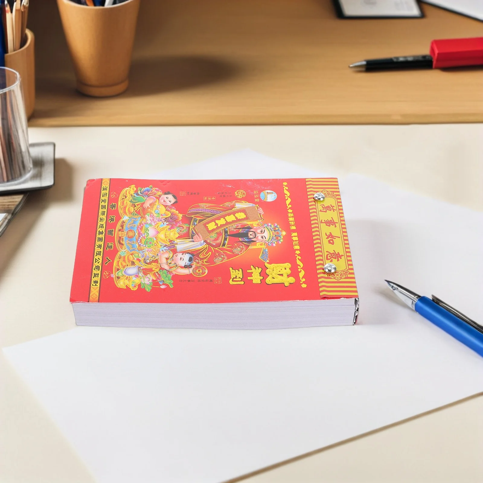 5pcs Set of 5 Chinese Lunar Hanging Calendar 2026 New Year 16k Wall Old Yellow Daily