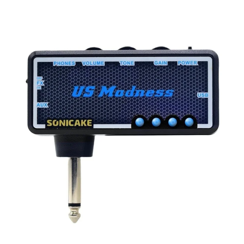 SONICAKE US Madness Plug-In USB Chargable Portable Pocket Guitar Bass Headphone Amp Carry-On Bedroom Effects QAP-04