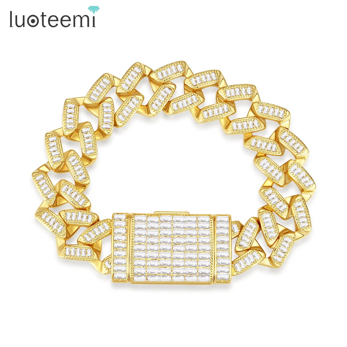 LUOTEEMI CZ Strand Bracelet for Women fashion luxruy Wedding Bridal Cubic Zirconia high quality new design brass girl jewelry