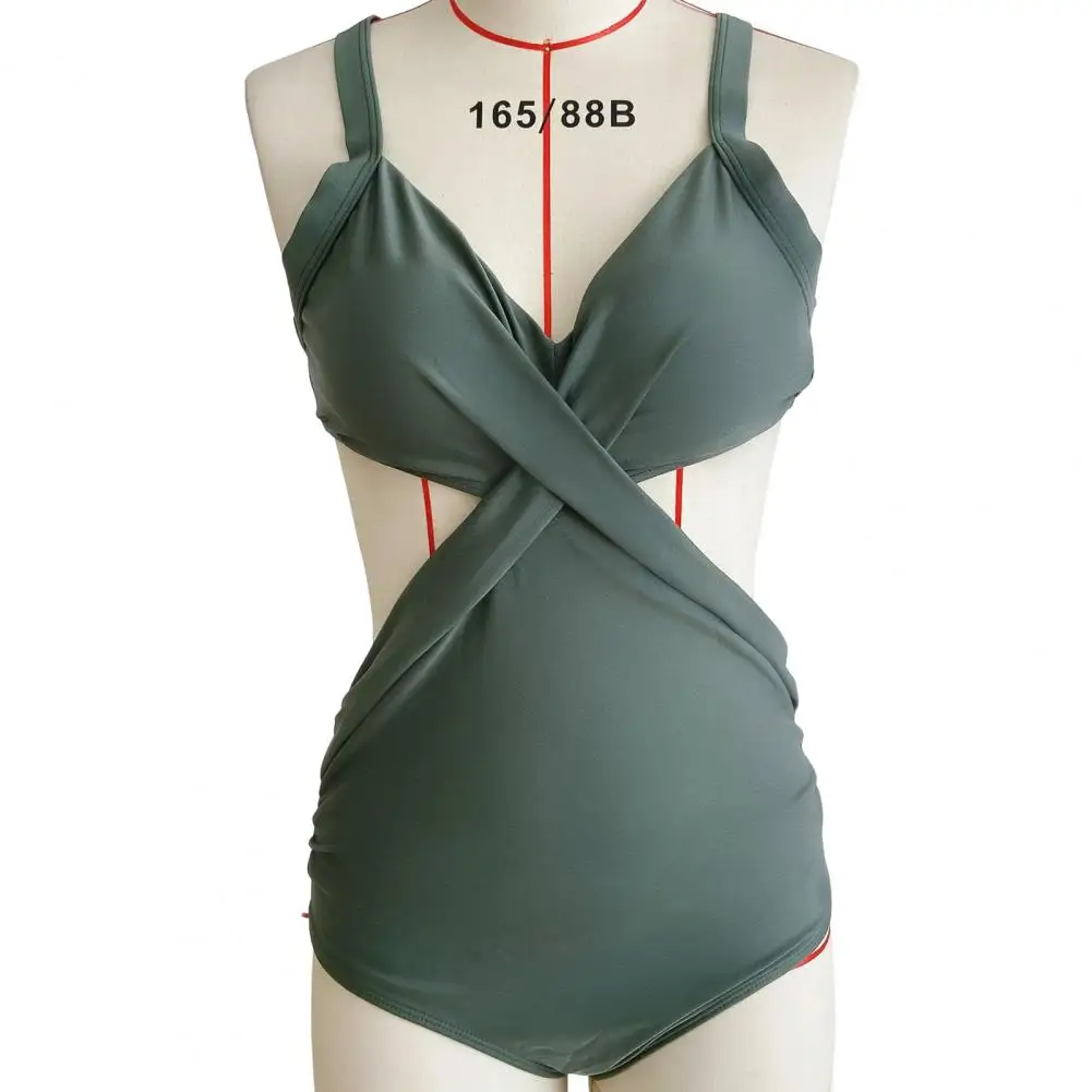 

Tummy Control Swimsuit Stylish Women's Halter Monokini Swimsuit with Tummy Control High Waist Sexy One-piece Bathing for Summer