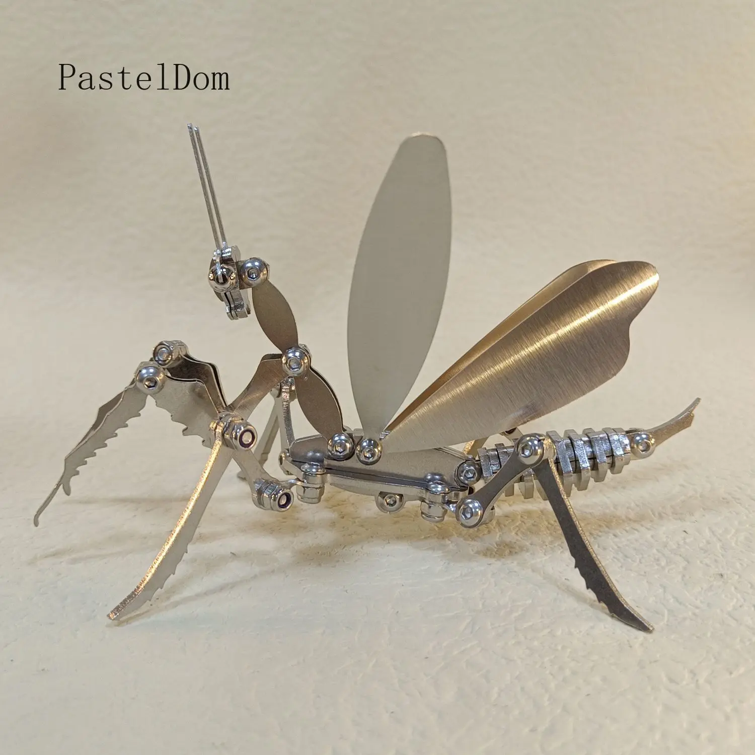 Punk‑Style 3D Screw‑Assembly Mantis Model, Stainless Steel Mechanical Insect Puzzle, Simulated Finished Decor Ornament