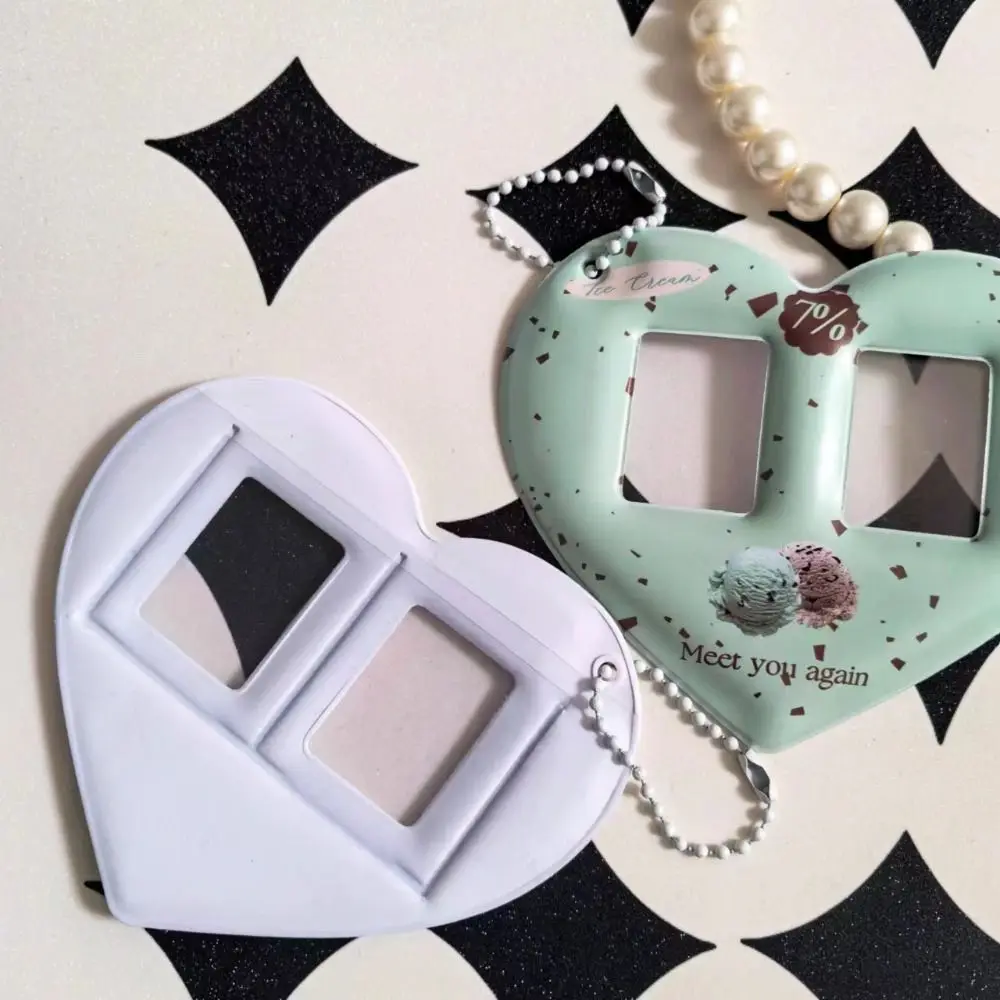 Креативный держатель для фотокарт в форме сердца с любовью, 2 слота с брелоком, защитный чехол для фото с изображением идола, красочная 1-дюймовая сумка-подвеска для девочек