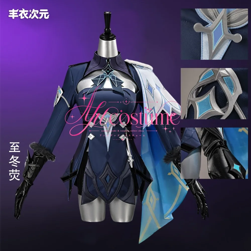 Genshin Impact Traveler Lumine Winter Hunt Cosplay Costume Snezhnaya Character Outfit for Christmas Festival and Game Convention