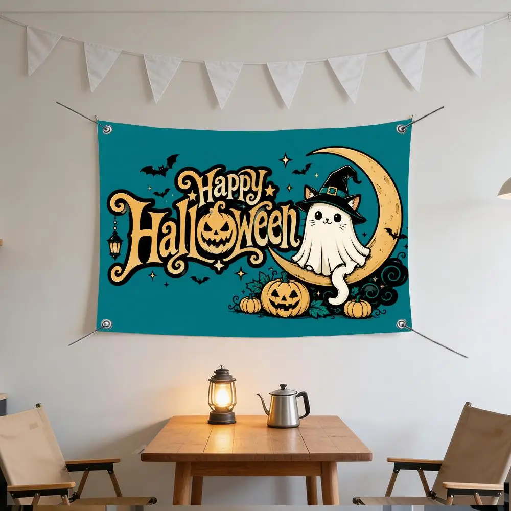 Halloween Black Cat & Pumpkin Series Flags Specialized for indoor and outdoor home decorations, outdoor camping, and bar parties