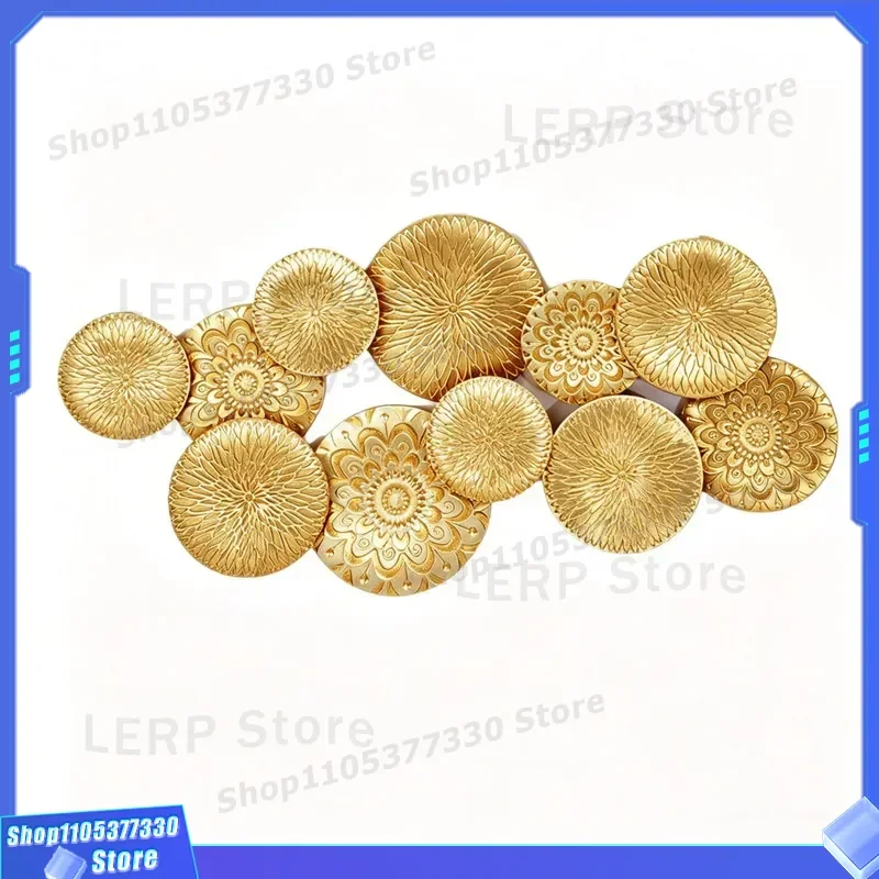 Round Wrought Iron Wall Hanging Decor Modern Metal Art for Living Room Sofa Background Entrance Hallway Home Decoration