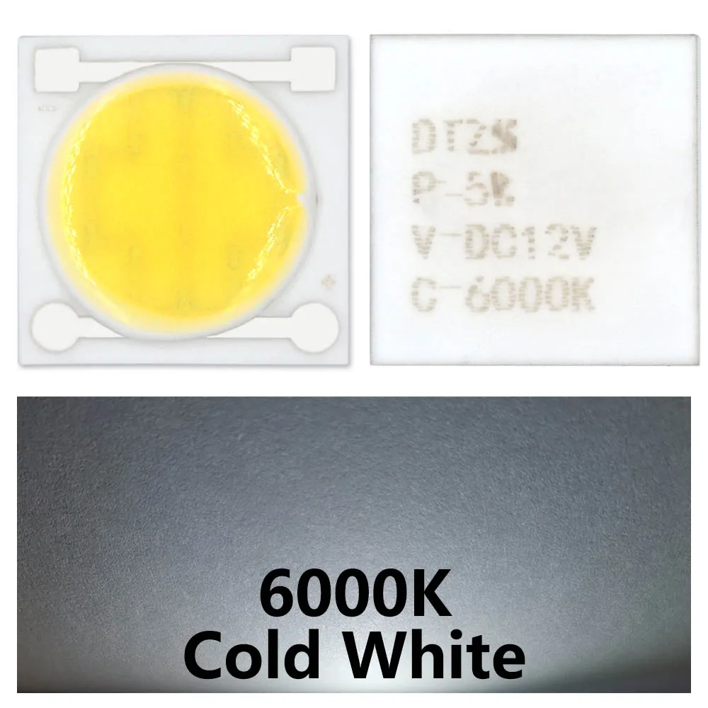 10 pz ad alta luminosità LED COB Chip 5W DC 12V Smart IC Light High lumen ceramica LED Chip perline fai da te per LED faretto proiettore