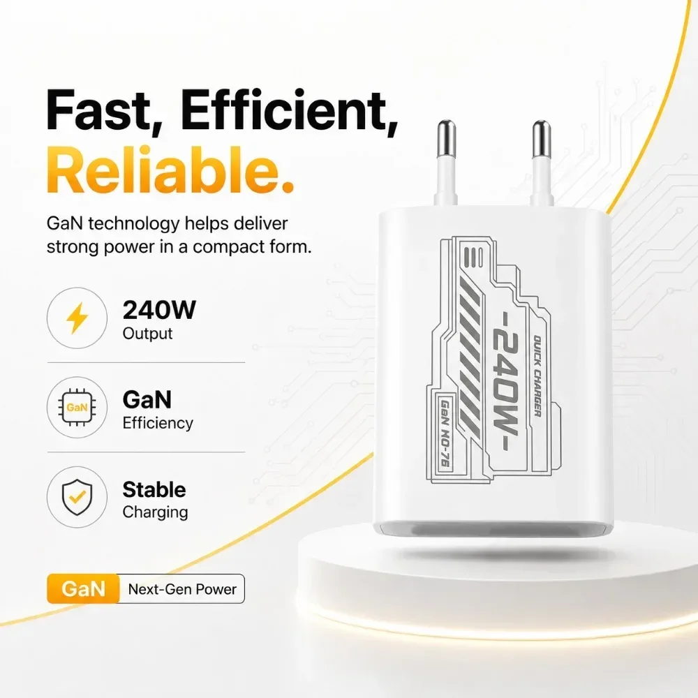 240W GAN Mechanical Fast Charger Multi Port USB Power Adapter Travel Charger Yellow Black White Available EU US Plug