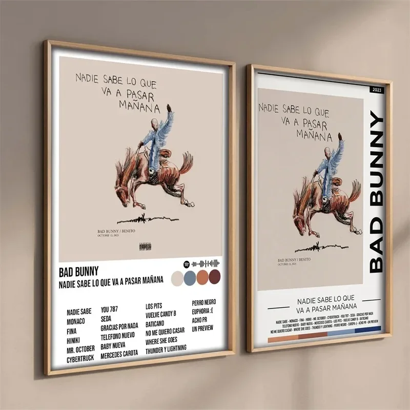 Hip Hop RockPop Rapper Music Album Cover Bad Bunny Neues Poster Aesthetic Un Verano Sin Ti Band Canva Print Wall Art Room Decor