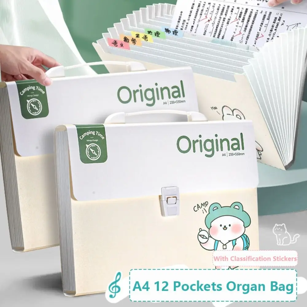Carpeta de archivos A4 portátil, organizador de alta calidad, impermeable, 12 bolsillos, bolsa de documentos, almacenamiento clasificado, portafolio de PP, estudiante