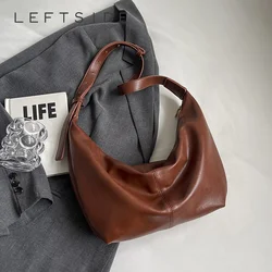 LEFTSIDE Retro Small PU Leather Shoulder Bags For Women 2024 Y2K Korean Fashion Trend Female Hobo Bag Lady Handbags And Purses