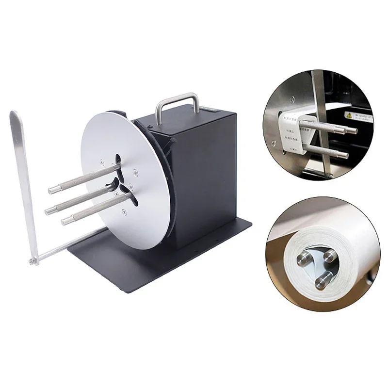 

Adjustable Speed Label Rewinder Two-Way Automatic Rewinder Self-Adhesive Barcode Machine Clothing Tag Reeler Tool 100-240V