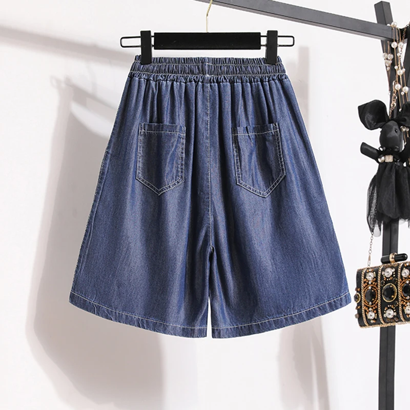 Zomer losse plus size shorts vrouw kleding casual wijde pijpen bermuda denim shorts vrouwen kant up jean baggy korte broek oversize