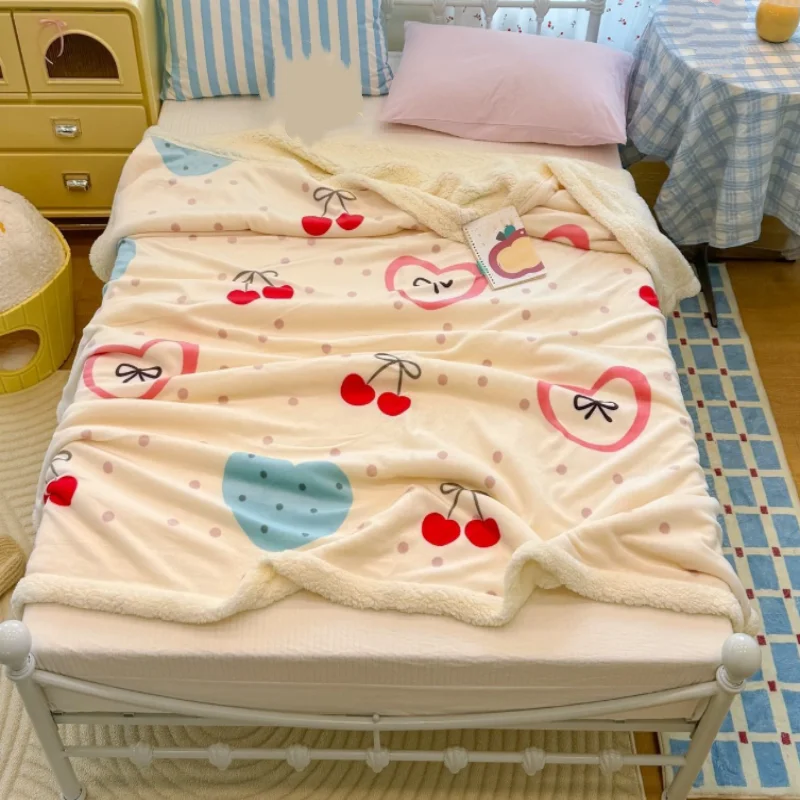 Winter Thick Travel Portable Cartoon Fury Blanket Office Warm Nap Blanket ABDL Soft Skin-Friendly Milk Fleece Cute Shawl Blanket