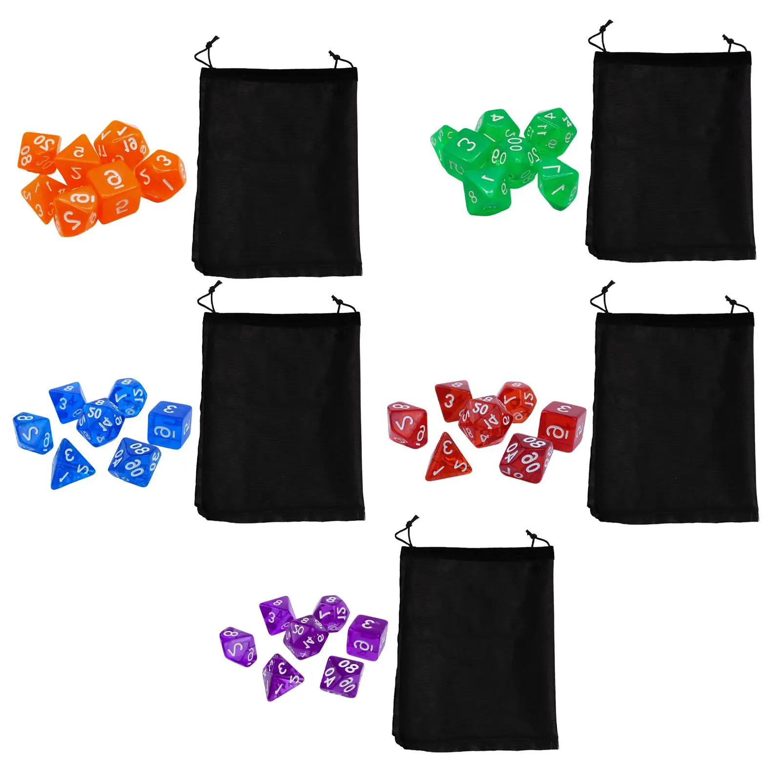 7Pcs 다면체 오지 세트 게임 오지 저장 가방 투명 엔터테인먼트