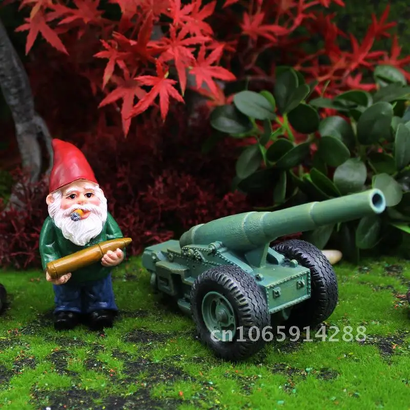 

Creative Garden Battle Cannon Gnome Resin Ornament Miniature Landscape Decor Army Dwarfs Cross-border Flower Pot Accessories
