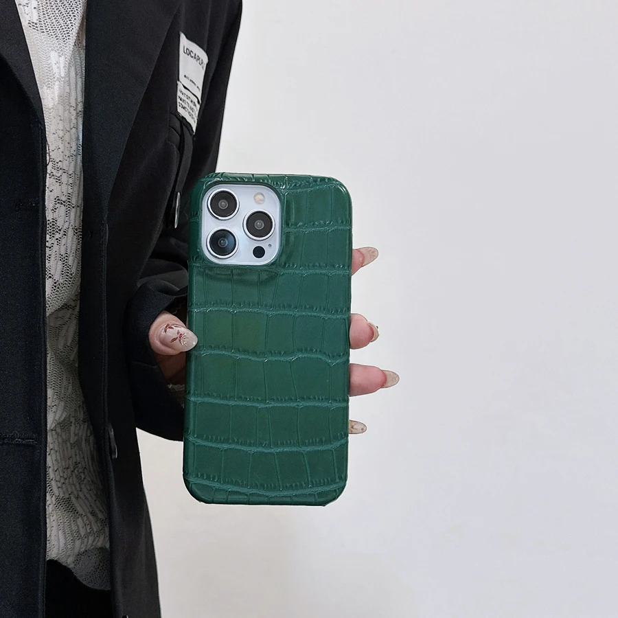 Funda de teléfono polaca de lujo para iPhone 17 Air 16 15 14 13 12 Mini 11 Pro Max X Xs Xr 8 7 Plus cubierta de piel de cocodrilo a prueba de golpes
