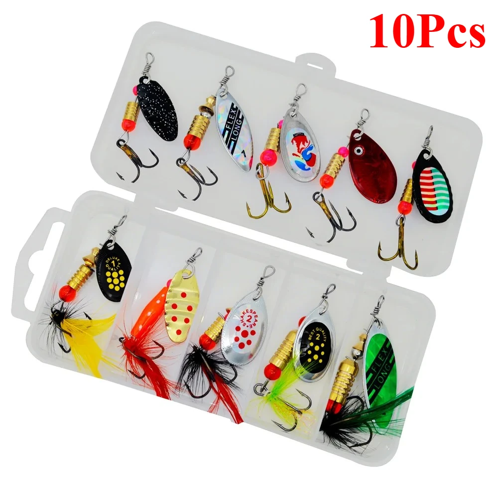 

10PCS Waterdrop Metal Spoon Fishing Lures - Spinner Bait Set with Hooks for Freshwater Saltwater Bass Trout Fishing