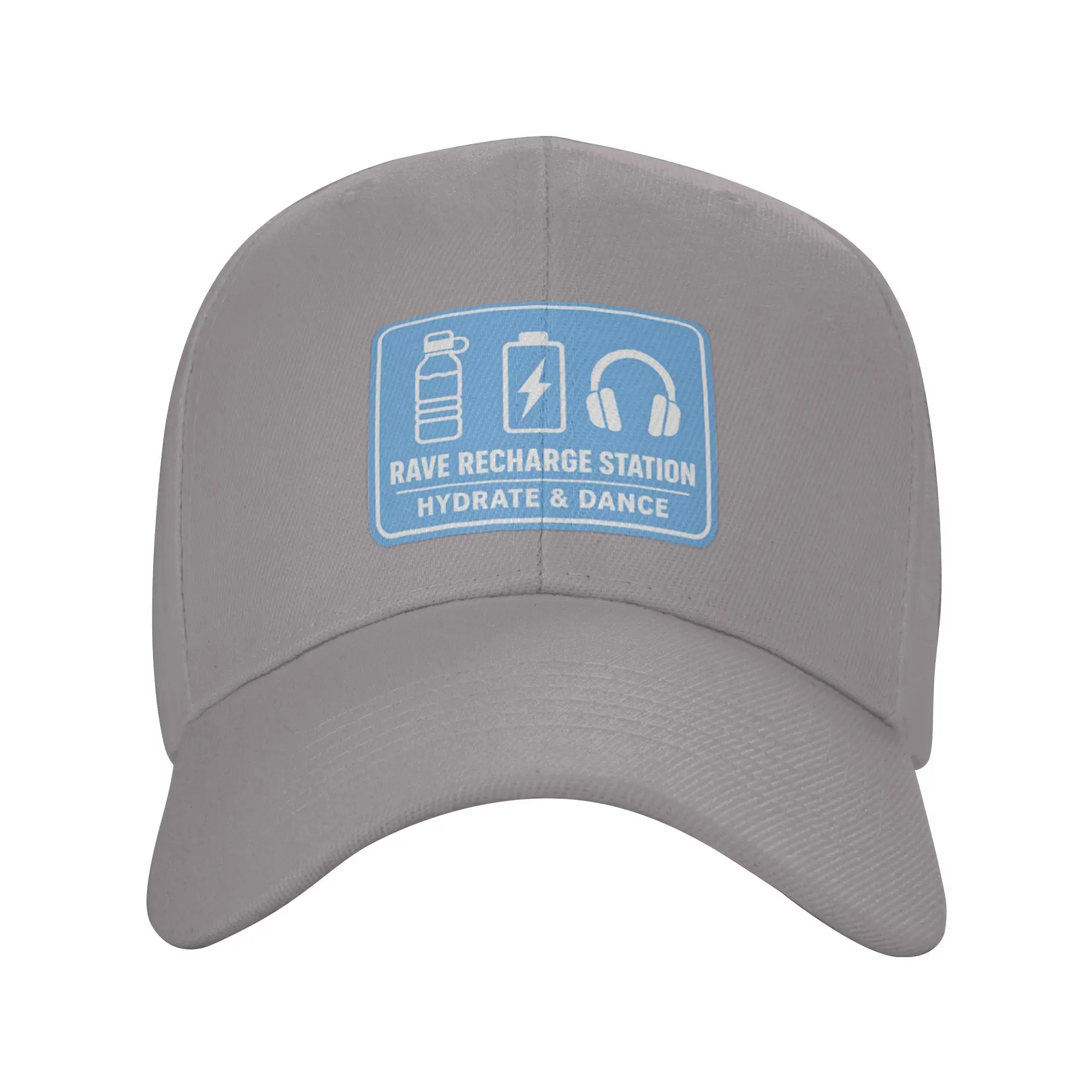 Hot Sale Rave Recharge Station Hydrate and Dance Sign Baseball Cap  Sun Protection Sun Visor  Leisure Activity Sun Visor