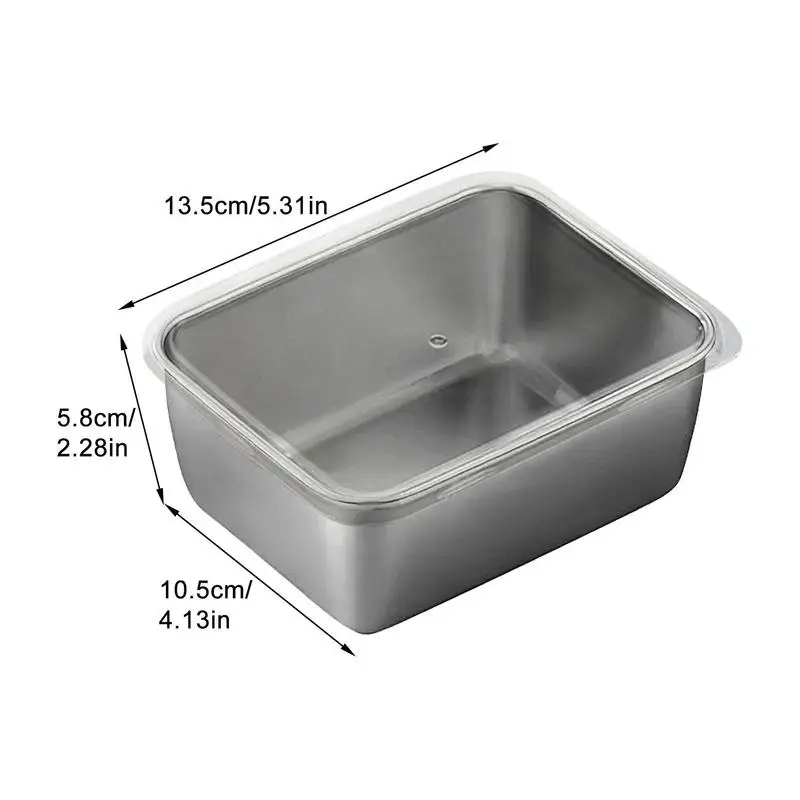 Stainless Steel Square Plate With Lid Rectangular Food Storage Pan Commercial Dish Tray Large Refreshing Lunch Box Container