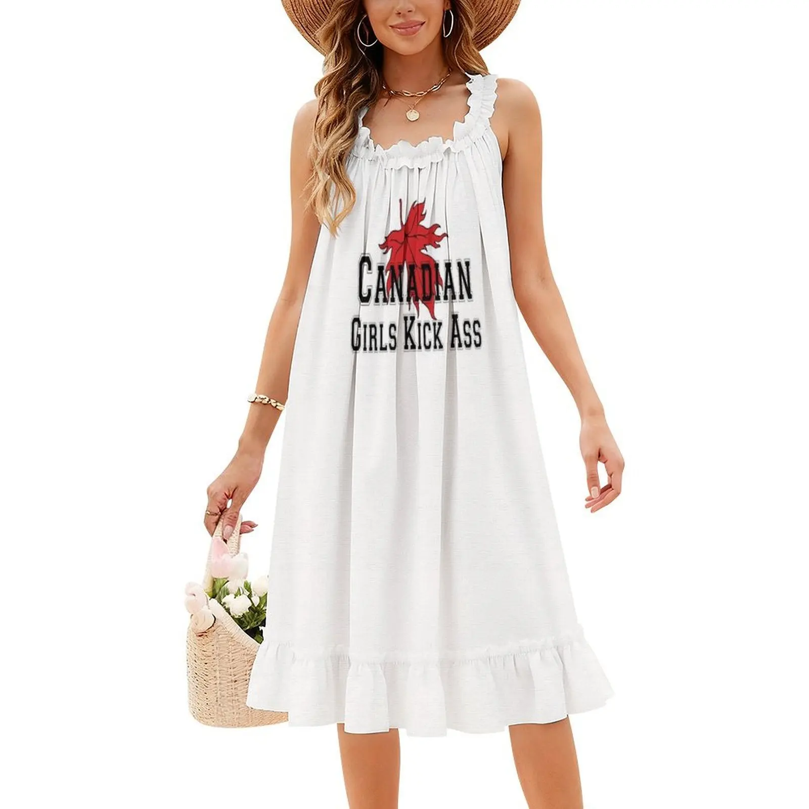 كندا الكندية الفتيات ركلة الحمار المرأة تي شيرت بوهو شيك فستان أنيق موضة شاطئ حفل زفاف ثوب الكندية بنات كندا