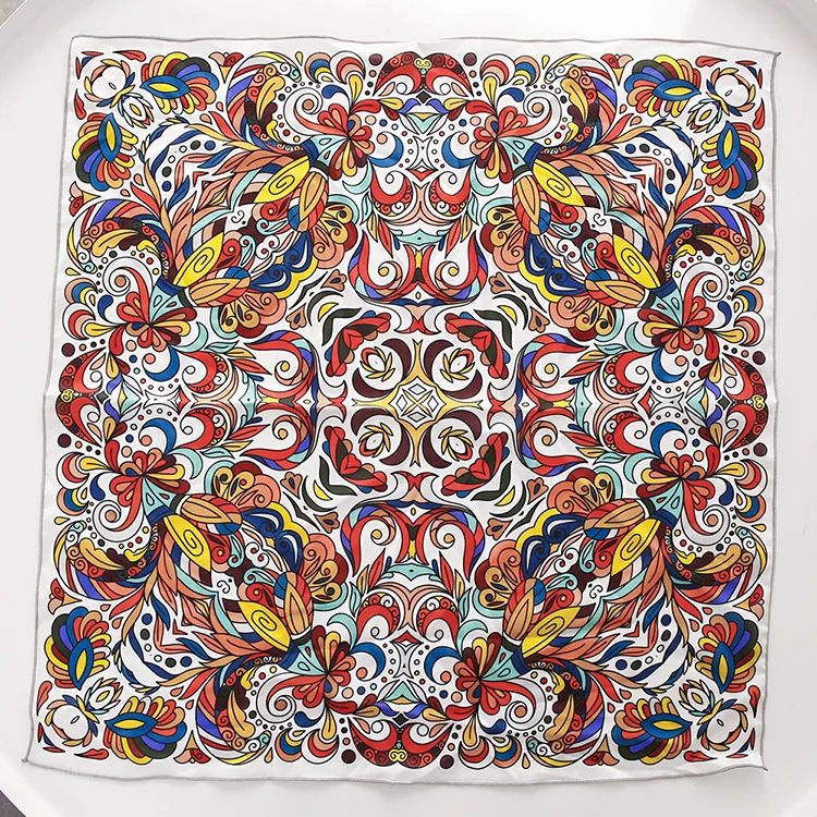53*53 سنتيمتر باندانا الموضة النساء وشاح الرقبة منديل Foulard الإناث الأوشحة النساء الحجاب سيدة شال يلتف مربع الرأس #4