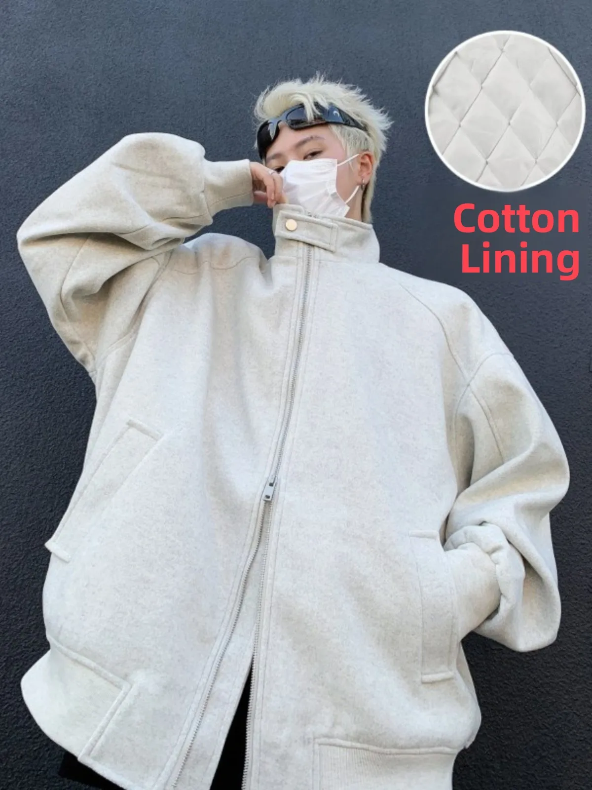 

ay Hoodie Jaet Men's Thiened Double Zipper Cotton Inserted Stand Collar Sportswear Jaet Autumn Winter Outerwear