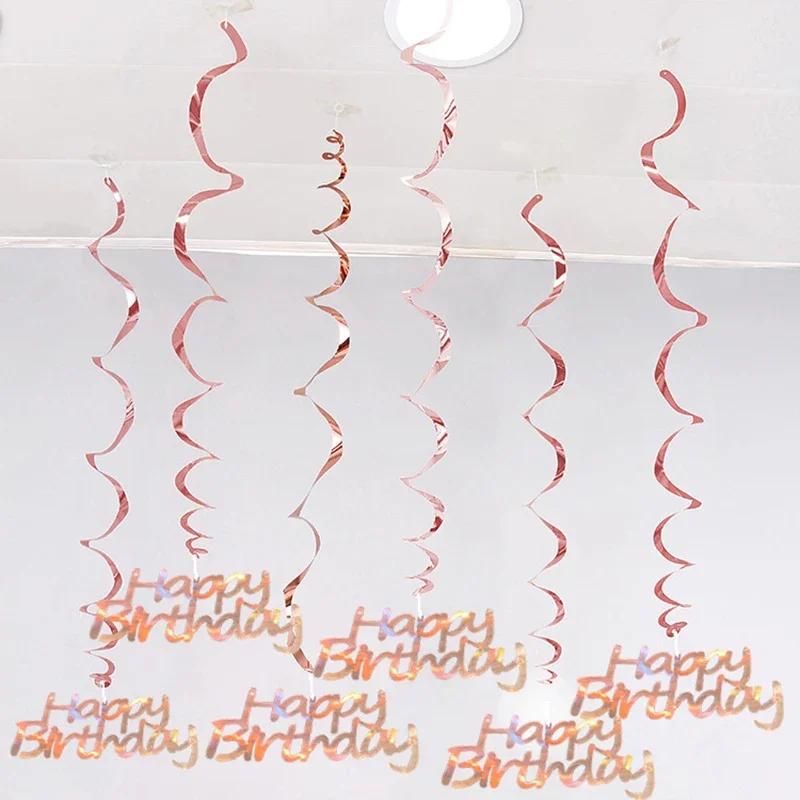 Decoración de feliz cumpleaños, suministros de oro rosa para fiesta, 6 unidades por lote, 16, 20, 21, 30, 40, 50, 60 y 70 años