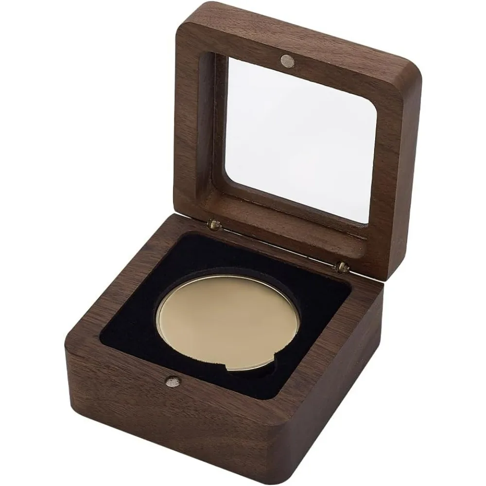 

Single Wood Challenge Coin Presentation Display Box with Black Inside 40mm Coin Storage Box with Visible Window Clasp