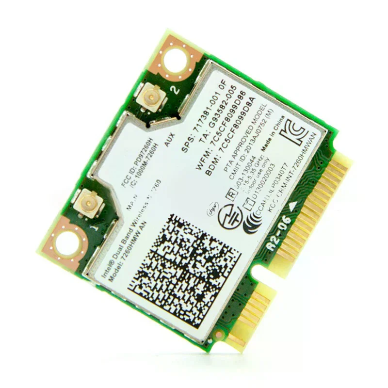 Mini PCI-E Dual-Band 2.4G/5Ghz Wireless Network Card AC 7260HMW, 802.11a/b/g/n WiFi Adapter with Bluetooth 4.0