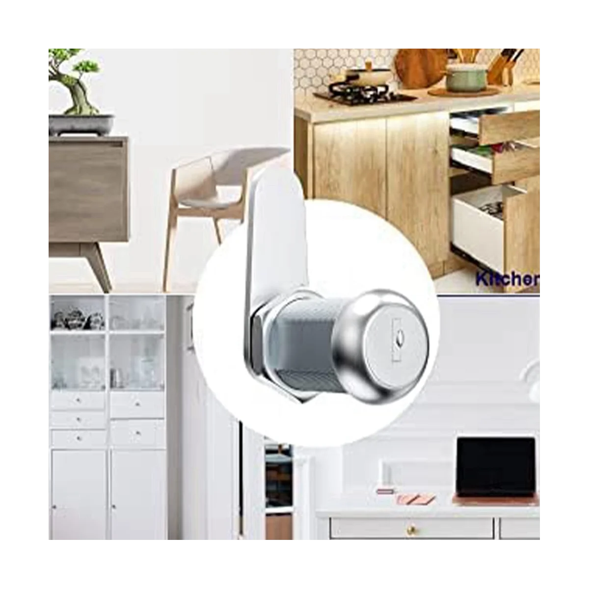 Lucchetto per cassetta postale da 6 pezzi, serrature per armadietto da 1-1/8 pollici e serrature a camma per cassetta degli attrezzi con chiave uguale, cassetto di sicurezza e schedario