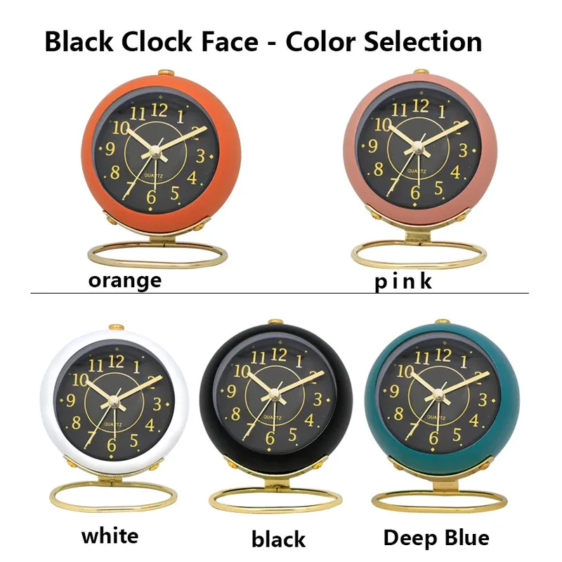 1pc 3.5-inch Nordic Creative Simple Decoration Alarm Clock New Desktop Bedhead Silent Night Light pointer Clock (Battery free)