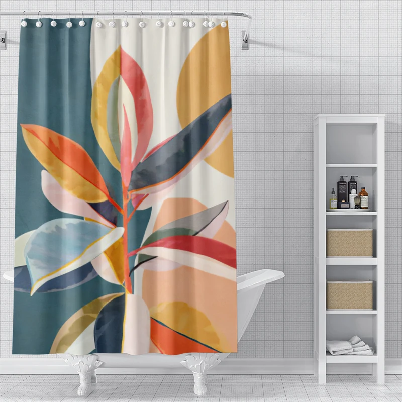 Home shower curtains for bathroom waterproof fabric Modern Nordic style bathroom Curtains shower curtain Abstract morandi plant