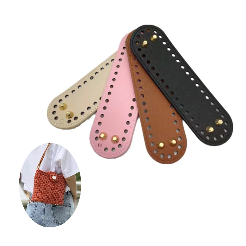 1PC Bag Components Long Bottom For Knitted Bag PU Leather Base Handmade With Holes DIY Crochet Accessories