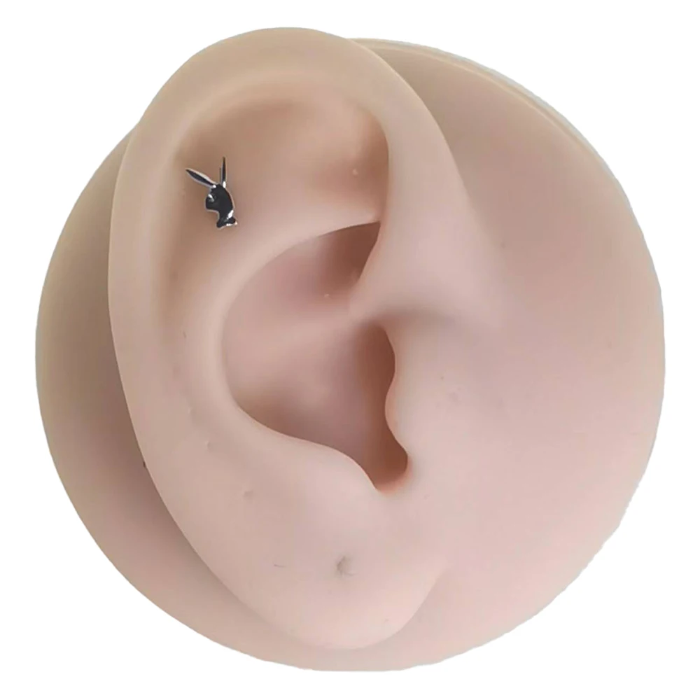 ثقب علوي على شكل أرنب من التيتانيوم ، قرط Labret ملولب داخلي ، مجوهرات جسم مسطح Tragus ، QM ASTM F136