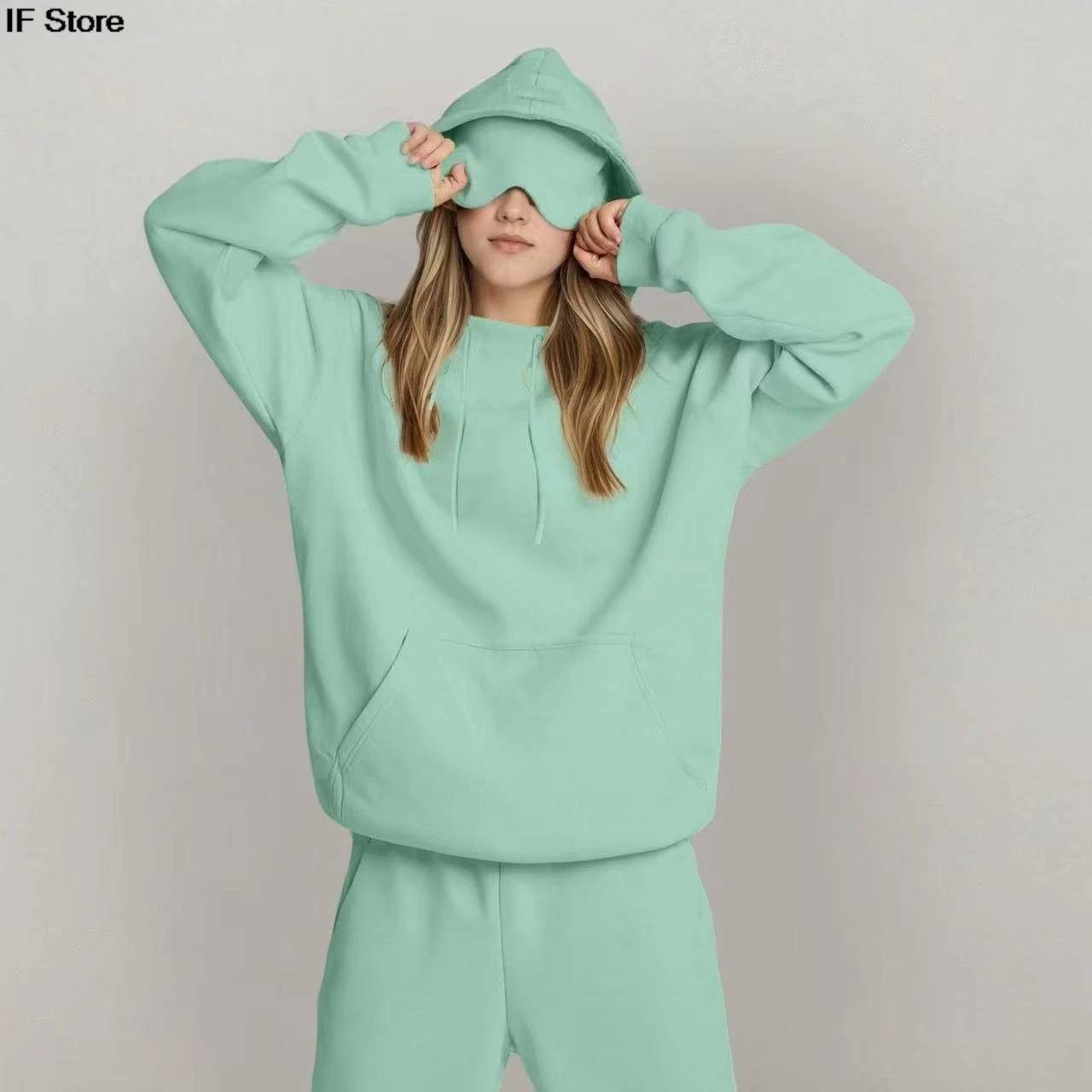 قناع العين هوديي y2k ملابس رجل وامرأة ملابس شتوية فضفاضة ملابس رياضية كاجوال وعصرية هوديي مع قناع عين