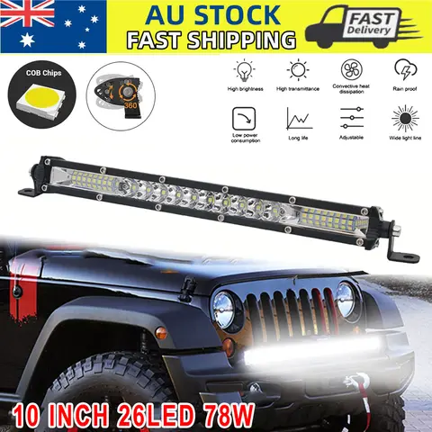 Barra de luz LED de 10 pulgadas, luces de techo de trabajo LED, haz de inundación de 78w, lámparas de conducción, lámpara antiniebla para Jeep, camión, remolque, 4x4, todoterreno