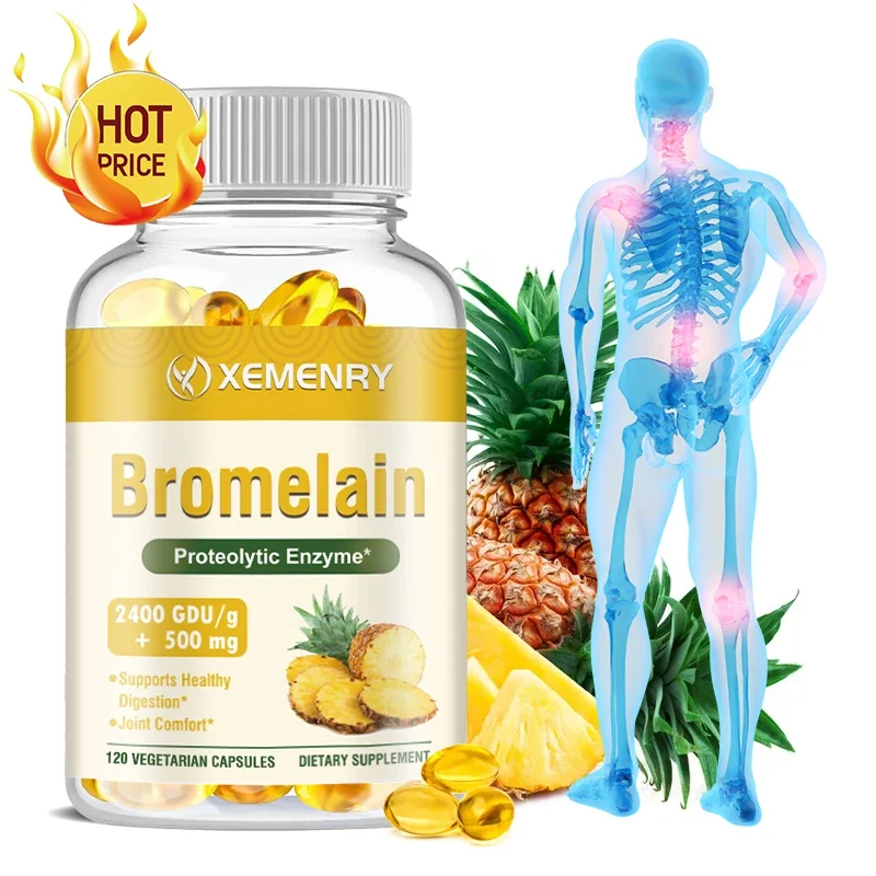 Bromelain (Natural Proteolytic Enzyme) 2400 GDU/g - 500 Mg, Natural Proteolytic Enzyme, 120 Vegetarian Capsules