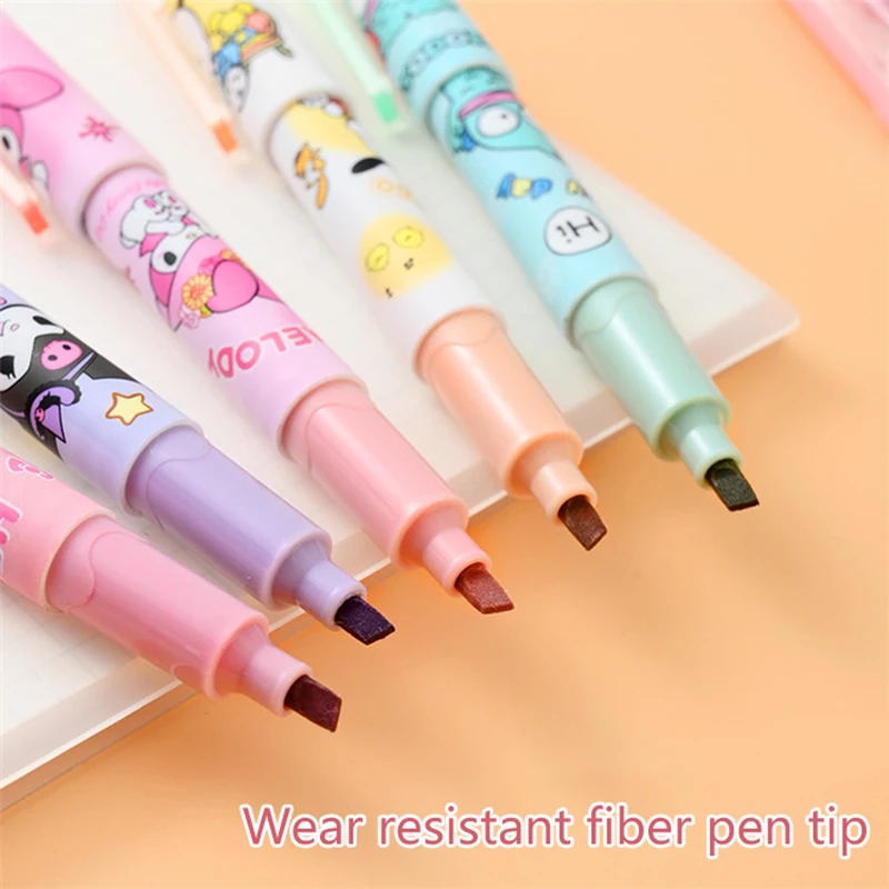 Imagem -04 - Kawaii Cat Highlighter para Estudantes Conta Marcação Mão Pochacco Kuromi Material Escolar e de Escritório Papelaria Presentes Cores Pcs